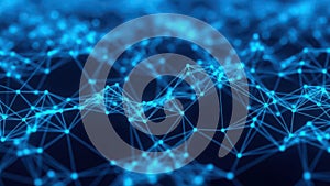 Abstract network of interconnected blue nodes and lines