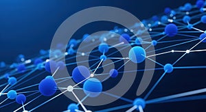 Abstract network of interconnected blue nodes and lines