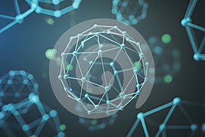 Abstract network of interconnected geometric shapes