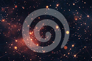 Abstract Network of Interconnected Glowing Points