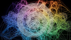 Abstract network of interconnected lines forming a complex web-like