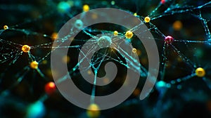 Abstract Network Of Interconnected Nodes And Filaments