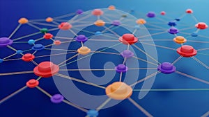 Abstract network of interconnected nodes floating in a digital space