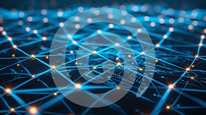 Abstract Network Of Interconnected Nodes And Lines - Data Flow, Digital Connection Concept