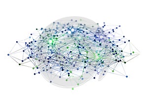 Abstract network of interconnected nodes and lines representing complex data connections and digital information flow