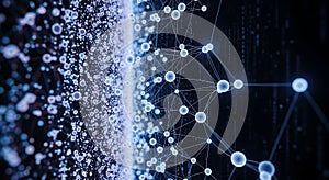 Abstract Network of Interconnected Nodes and Lines Visualizing Dynamic Data Flow and Global Connectivity