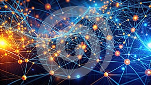 Abstract network of interconnected nodes and lines representing global communication and data flow. Generative AI