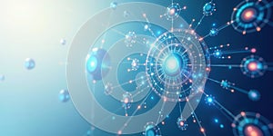 Abstract network of interconnected nodes and systems, representing global communication and data flow. Generative AI