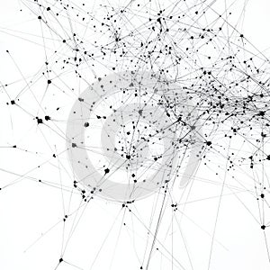 Abstract network of interconnected points and lines reflecting complex systems