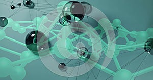 Abstract network of interconnected spheres and lines, scientific data image