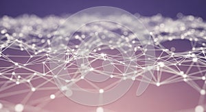 Abstract Network of Interconnected White Dots and Lines on Gradient Background technology