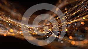 Abstract network lines connecting data points with bokeh light