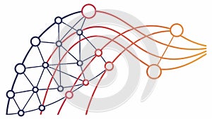 Abstract network lines with nodes data connection illustration, tech web, vector design Generative AI