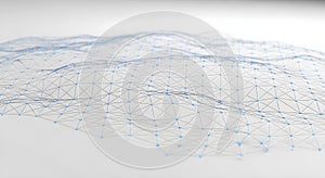 Abstract Network Mesh - Interconnected Lines and Nodes on White Background