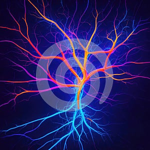 Abstract network of nerve endings on a blue background. Image generated by Ai