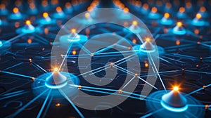 Abstract Network Node Connection, Data Structure, Futuristic Technology