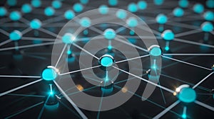 Abstract Network Node Connections - Data Mesh, Blockchain Technology Concept