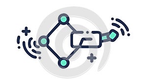 Abstract Network Node Icon for Connectivity and Data Flow, vector design Generative AI