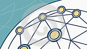 Abstract network nodes connection, technology graphic, vector design Generative AI