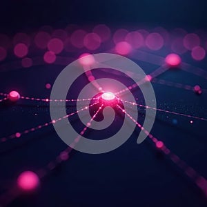 Abstract network nodes glowing, digital connections , ai, technology, code