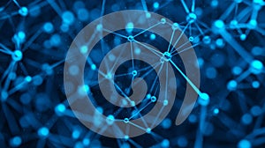 Abstract Network of Optical Cables in Blue Light