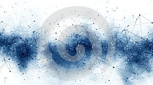 Abstract Network Pattern with Blue and White Points and Lines on a Light Background