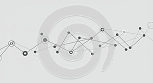Abstract network pattern featuring connected nodes and lines on a light gray background.