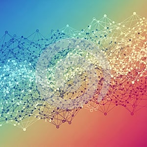 Abstract network pattern featuring interconnected nodes and lines,