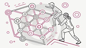 Abstract Network with People and Data Connection, vector design Generative AI