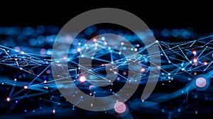 Abstract Network Plexus Background, Blue Connection Lines, Digital Data Visualization, Artificial Intelligence