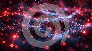 Abstract network of red and blue lights - generative ai