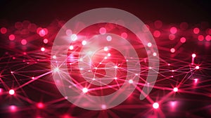 Abstract Network: Red Glowing Data Connection, AI, Neural Network, Tech Background