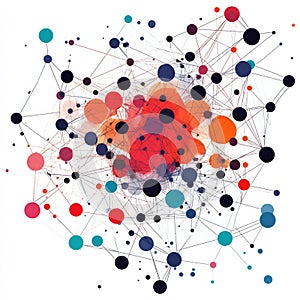 Abstract network representation with colorful dots and interconnecting lines