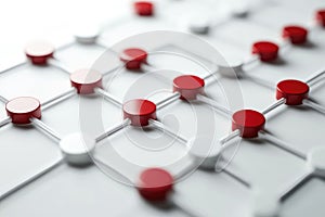 Abstract Network Illustration Connecting Points with Red and White Nodes