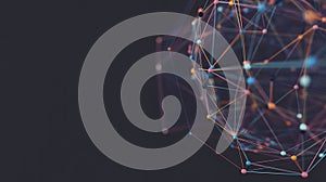 Abstract network structure with colorful nodes and connecting lines on dark background