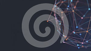 Abstract network structure with colorful nodes and connecting lines on dark background