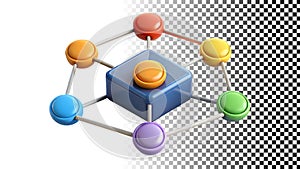 Abstract network structure connected spheres data connection png transparent image Generative AI