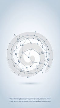 Abstract Network Structure with Connected Spheres on Light Blue Background