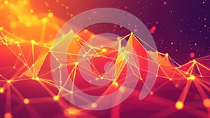 Abstract network structure connecting data points with polygons