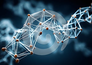 Abstract network structure connecting orange nodes on dark background