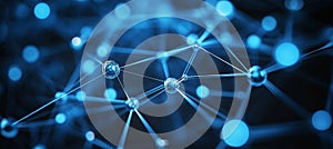 Abstract Network Structure in Deep Blue Interconnected Nodes and Lines for Technology Concept