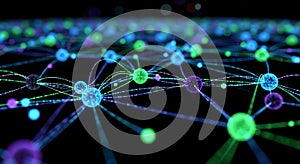 Abstract Network Visualization - Interconnected Nodes and Data Flow in Digital Space