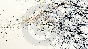 Abstract network visualization with interconnected nodes and lines, representing data flow and neural connections. image conveys