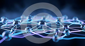 Abstract Network Visualization - Interconnected Spheres and Glowing Lines