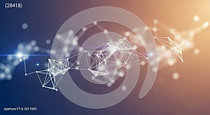 Abstract Network of White Dots and Lines on a Gradient Background connection data