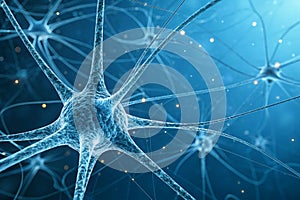 Abstract Neural Connections Image on Blue Background