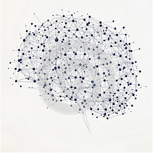 Abstract neural network brain with connected nodes and lines visualization