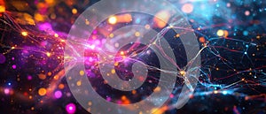 Abstract Neural Network Concept with Glowing Connections