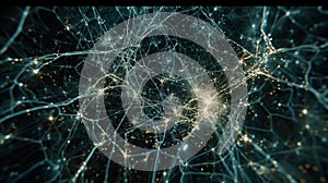 Abstract Neural Network Connection Points, Deep Learning Artificial Intelligence Concept