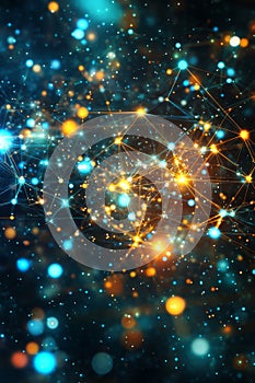 Abstract Neural Network Connections, Data Flow, Artificial Intelligence Concept Visualization